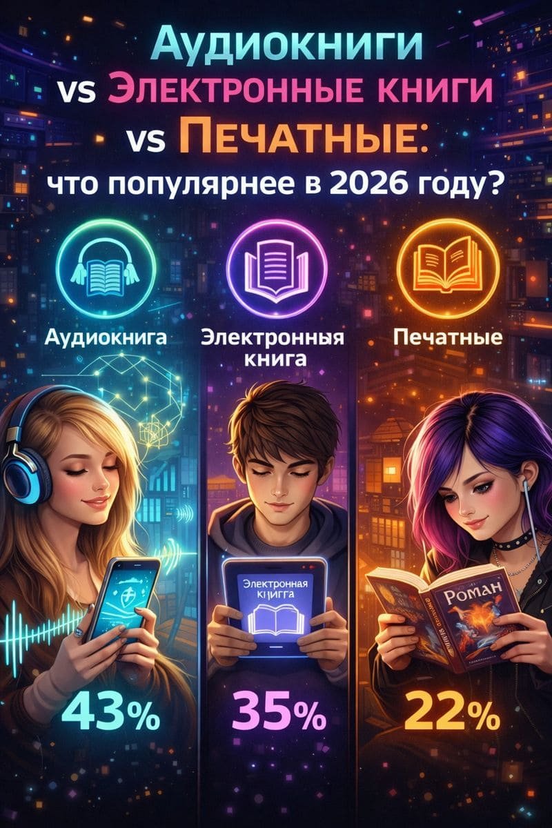 Аудиокниги vs электронные книги vs печатные: что популярнее в 2026 году?